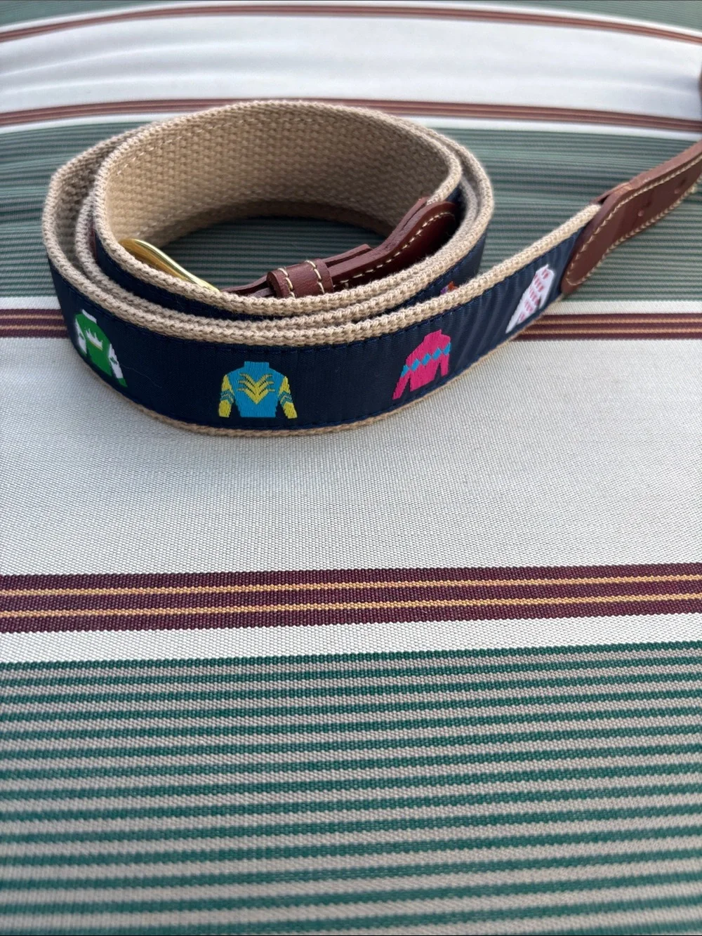 Country Club Prep Jockey Jam leather belt Size 46